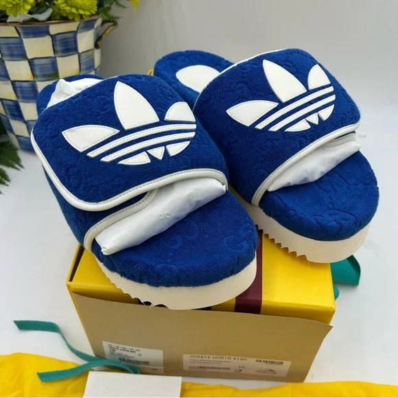 Gucci | Shoes | Mens Gucci X Adidas Blue And White Slides  display picture 1